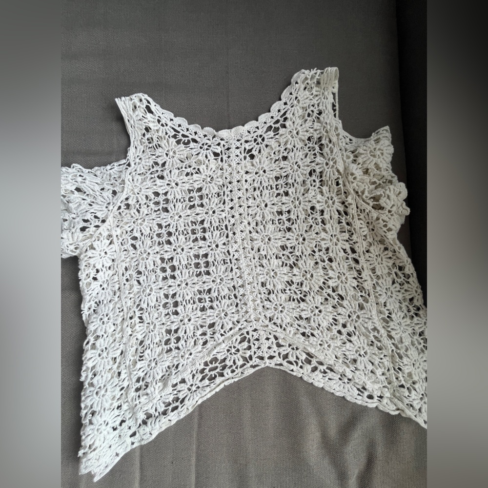 Mango White Crochet Top